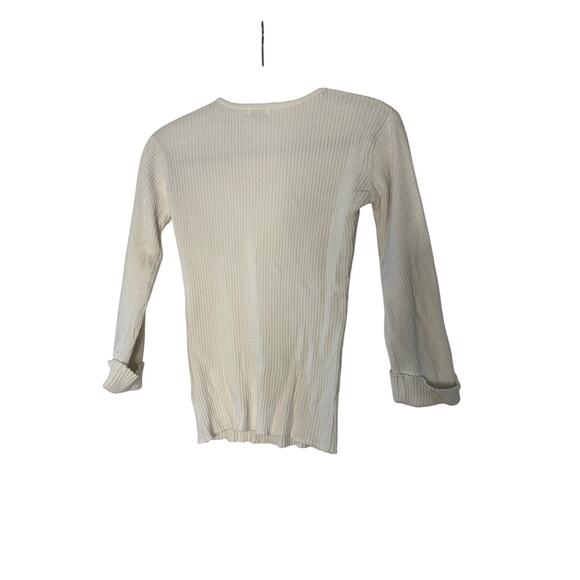 Vintage Wrap Cream 3/4 Sleeve Ribbed Top - Picture 4 of 4